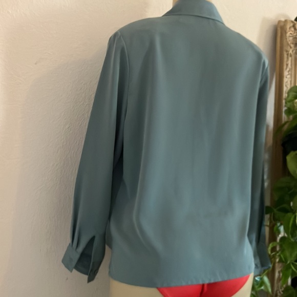 Vintage Blouse apparenza Gay blue Polyester Embroidered Paisley - Picture 7 of 10